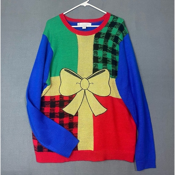 Jolly sweater ugly Christmas sweater multicolor present size XL gold - Picture 2 of 9